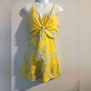 Lush Yellow Floral Jumpsuit SZ S.